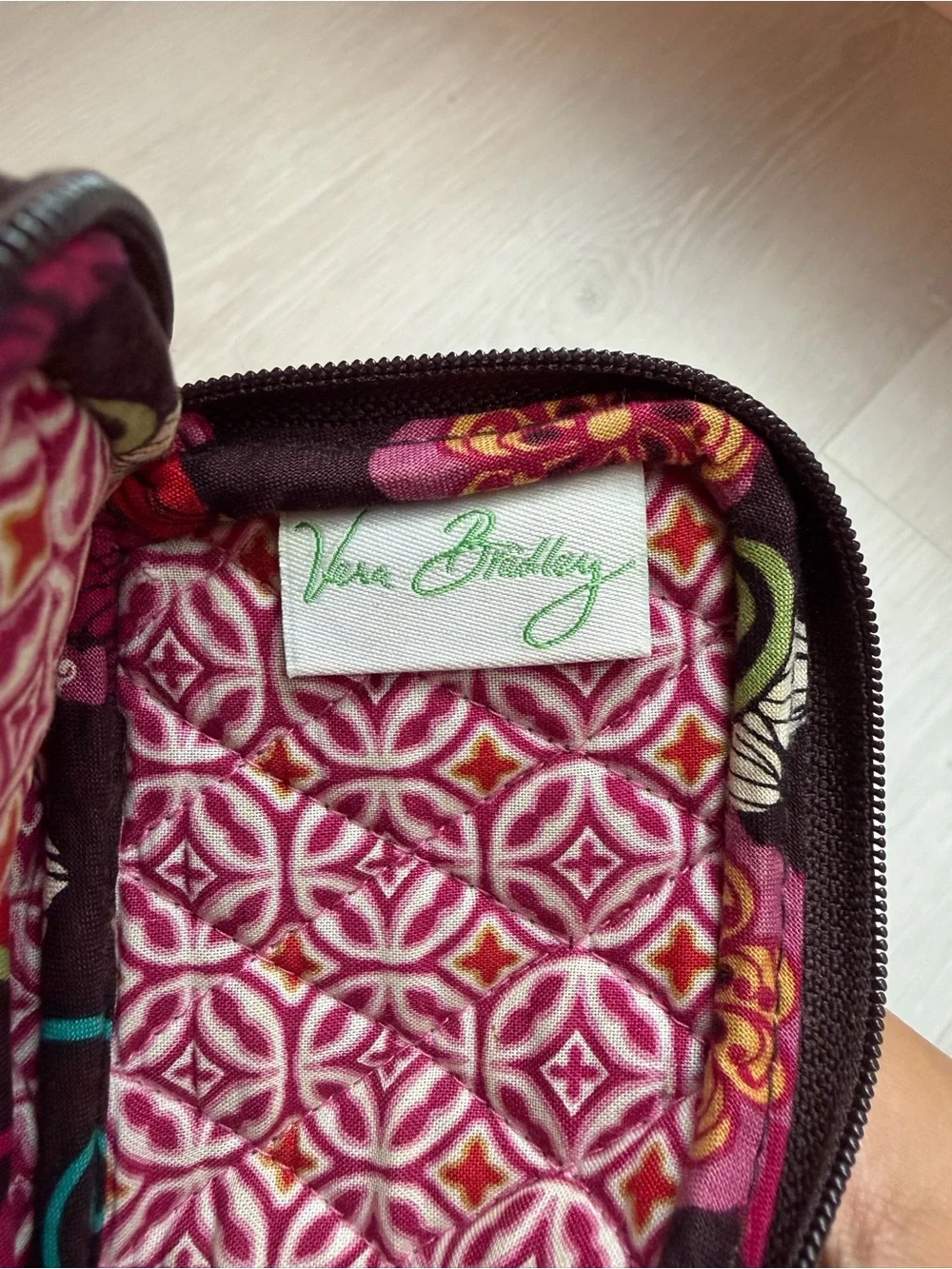 Vintage Vera Bradley Mod Floral Pink Quilted Wristlet